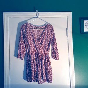 Hollister Pink Patterned Shorts Romper, Size Small